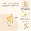 Yellow Gold Engravable Hockey Player Sports Dog Tag Pendant measurement