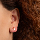 Yellow Gold Desert Cactus Stud Earrings on female model