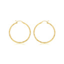 Yellow Gold Diamond Cut Tube Hoop Earrings