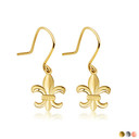 Gold French Fleur-de-lis Drop Dangle Earrings