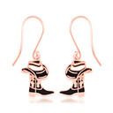 Rose Gold Enamel Cowboy Hat Boots Western Leverback Earrings