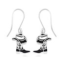 .925 Sterling Silver Enamel Cowboy Hat Boots Western Leverback Earrings