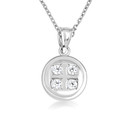 .925 Sterling Silver Cubic Zirconia Button Pendant Necklace