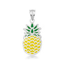 White Gold Enamel Pineapple Fruit Pendant