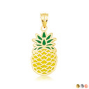 Gold Enamel Pineapple Fruit Pendant