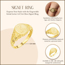 Yellow Gold Custom Initial A-Z Art Deco Signet Ring measurement