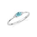 .925 Sterling Silver Personalized Oval Aquamarine Gemstone Ring
