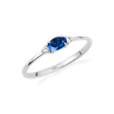 .925 Sterling Silver Personalized Oval Sapphire Gemstone Ring