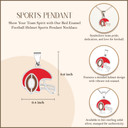 .925 Sterling Silver Red Enamel Football Helmet Sports Pendant Necklace with measurements