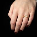 Yellow Gold Cubic Zirconia Striped Band Ring on female model