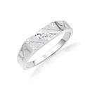 White Gold Cubic Zirconia Striped Band Ring