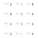 .925 Sterling Silver Custom Enamel Moon Stud Earrings