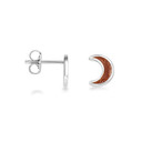 .925 Sterling Silver Custom Enamel Moon Stud Earrings