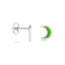 .925 Sterling Silver Custom Enamel Moon Stud Earrings