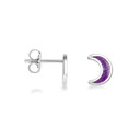 .925 Sterling Silver Custom Enamel Moon Stud Earrings