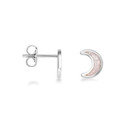 .925 Sterling Silver Custom Enamel Moon Stud Earrings