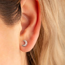 .925 Sterling Silver Custom Enamel Moon Stud Earrings