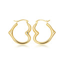 Yellow Gold Sideways Heart Hoop Earrings