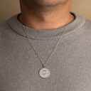 .925 Sterling Silver United States Army Medallion Pendant Necklace on male model