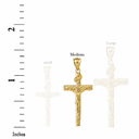 Gold Crucifix Pendant Jesus Cross Necklace (1.44") (Available in Two-Tone Gold, Yellow Gold, Rose Gold, White Gold)