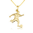 14K Gold Soccer Player Sports Pendant Necklace