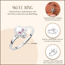 Silver Skull Ring with Red Cubic Zirconia