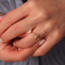 10K/14K Yellow Gold Skull Ring with Red Cubic Zirconia