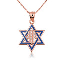 Gold Jewish Star of David Necklace with Diamond Hamsa