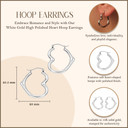 10K White Gold High Polished Heart Hoop Earrings