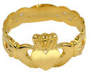 Gold Irish Celtic Claddagh Trinity Band Ring (Yellow/Rose/White)