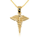 10K/14K Gold Nurse Caduceus Pendant Necklace