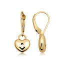 14K Gold Heart Lock Leverback Earrings 14K Gold Heart Lock Leverback Earrings