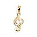 Gold Treble Clef Heart Necklace with Cubic Zirconia