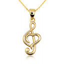 Gold Treble Clef Heart Necklace
