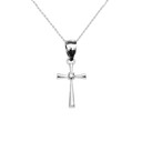 Silver Solitaire Cubic Zirconia Cross Dainty Pendant Necklace