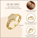 10K/14K Yellow Gold Pave Heart Chain Link Ring
