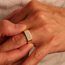 10K/14K Mens Yellow Gold Bar Nugget Ring