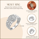 Mens Silver Dollar Symbol Signet Ring