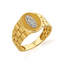 10K/14K Mens Yellow Gold Our Lady of Guadalupe Signet Ring