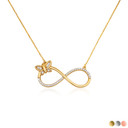 14K Solid Gold Lab Grown Diamond Butterfly Infinity Necklace