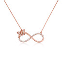 14K Solid Gold Lab Grown Diamond Butterfly Infinity Necklace