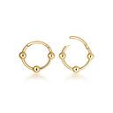 14K Gold Beaded Huggie Hoop Ear Cuff Earrings
