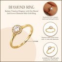 14K Yellow Gold Round Lab Grown Diamond Halo Ring