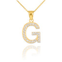 Yellow Gold Letter "A-Z" Initial Lab Grown Diamond Monogram Pendant Necklace 