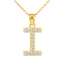 Yellow Gold Letter "A-Z" Initial Lab Grown Diamond Monogram Pendant Necklace 