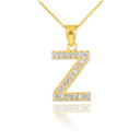 Yellow Gold Letter "A-Z" Initial Lab Grown Diamond Monogram Pendant Necklace 