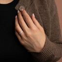 Silver CZ Ribbed Band Ring