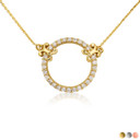 14K Gold Lab Grown Diamond Fleur-de-Lis Eternity Circle Necklace