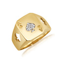 10K/14K Men's Solid Gold Lab Grown Diamond Ace of Spades Poker Ring