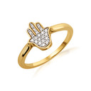 10K/14K Solid Gold Lab Grown Diamond Hamsa Ring